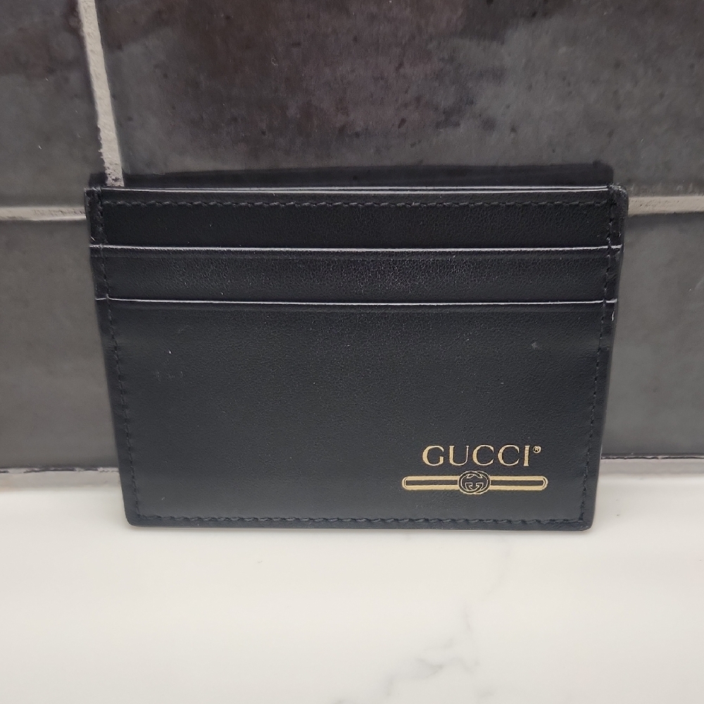 Gucci Gold and Black Leather Card Holder